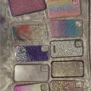 11 Glitter Phone Cases Set - Purple, Silver, Multicolor
For iPhone 11